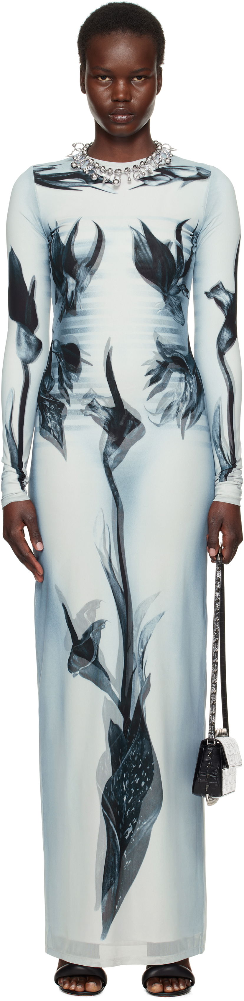 Kjole Jean Paul Gaultier Jean Paul Gaultier 'The Flower Body Morphing Marinière' Maxi Dress Blå | 25/33-F-RO371-T581-010200