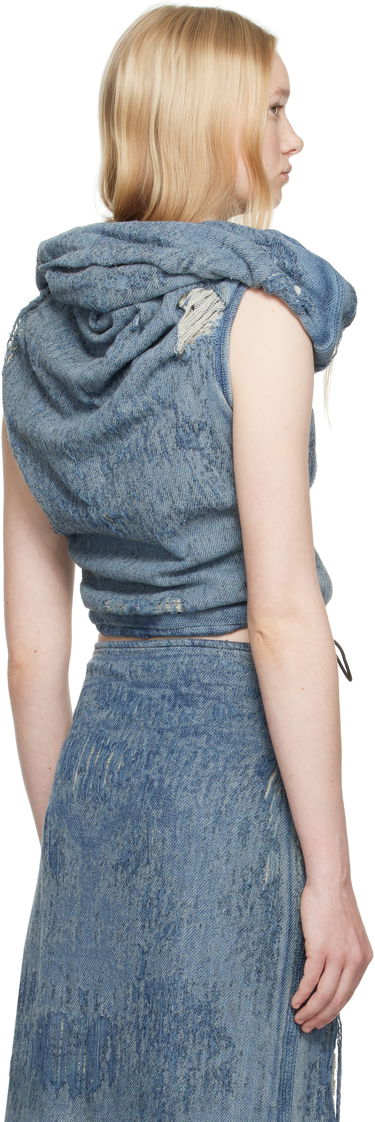 Nederdel Diesel Diesel De-Vania-Fsg Distressed Denim Cowl Neck Top Blå | A18944 068RQ, 2