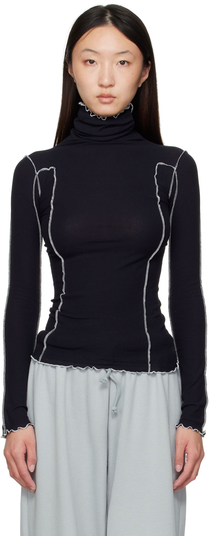 Sweater Baserange Baserange Omato Turtleneck Top Sort | TTOMT-CR-AU25