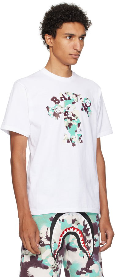 T-shirt BAPE A Bathing Ape Map Camo College Milo Tee Hvid | 002TEL301007M, 1