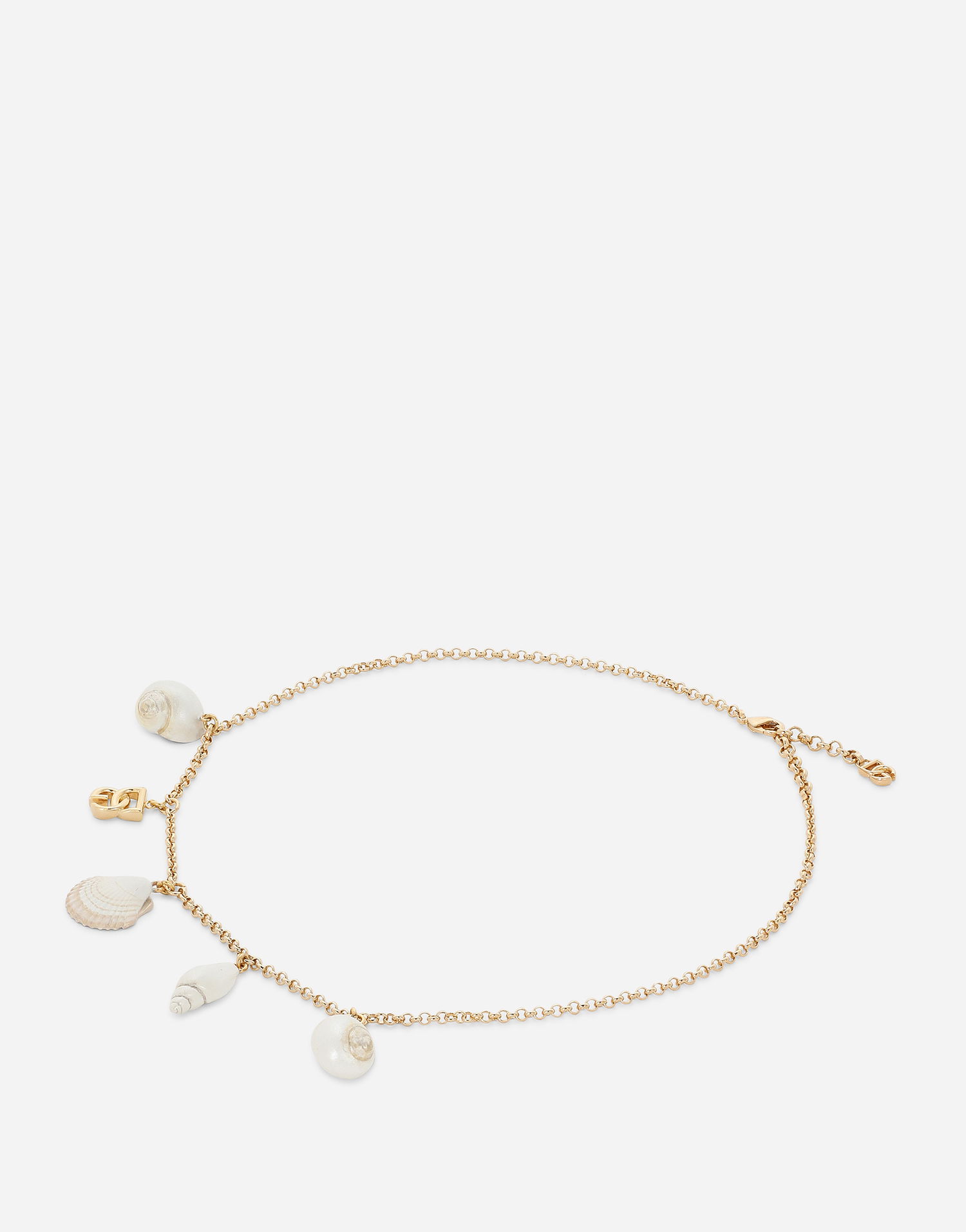 Halskæde Dolce & Gabbana Gold Chain Necklace With Seashells And Logo Pendant Metalisk | WNQ6C5W1111ZOO00, 1