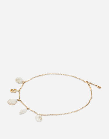 Halskæde Dolce & Gabbana Gold Chain Necklace With Seashells And Logo Pendant Metalisk | WNQ6C5W1111ZOO00, 1