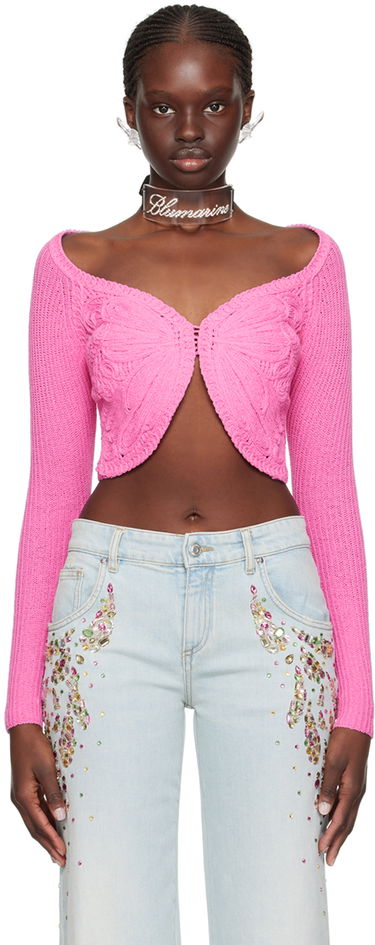 Crop top Blumarine Embroidered Cropped Cardigan Lyserød | P422M450A, 0