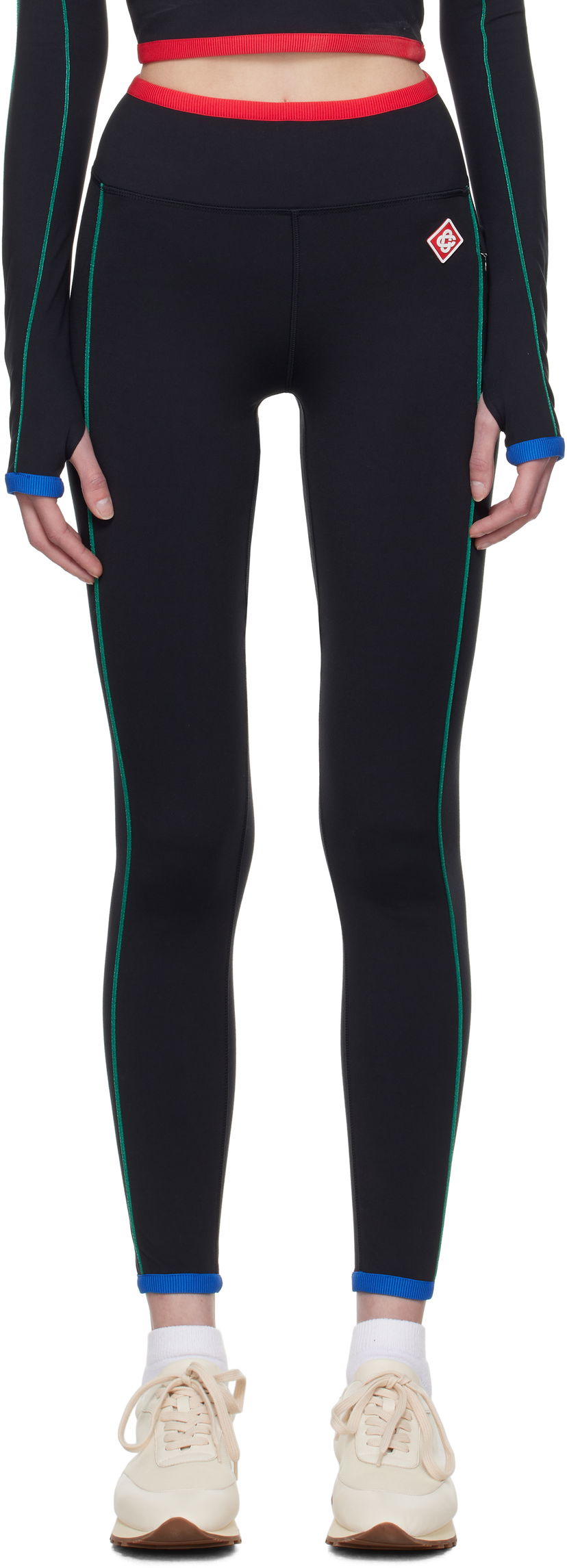 Leggings Casablanca Casablanca Contrast Trim Sport Leggings Sort | WPS25-ACT-028-01