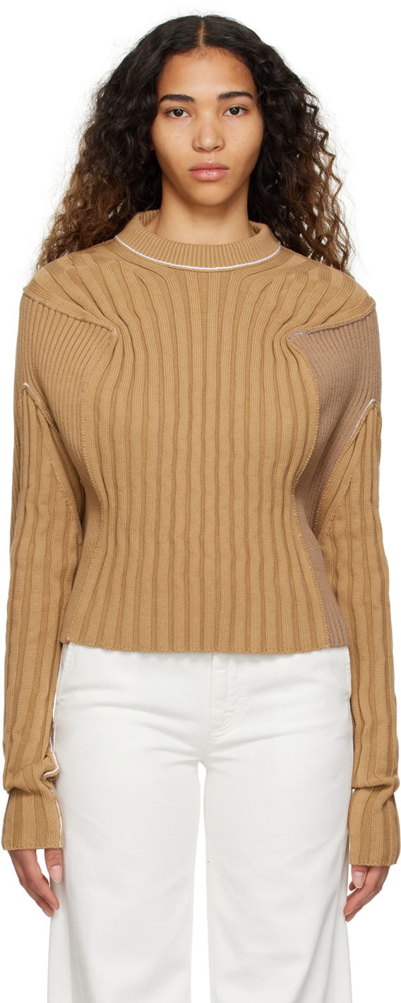 Sweater Maison Margiela Paneled Ribbed Sweater Brun | S52GP0126 S18165