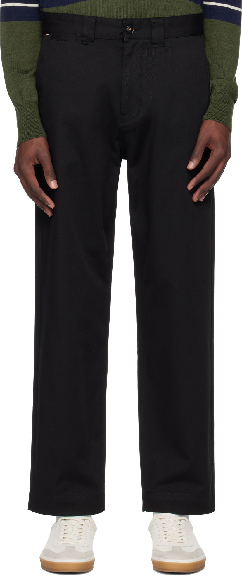 Bukser BOSS BOSS Logo Patch Straight Leg Trousers Sort | 50545304