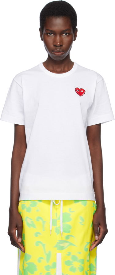 T-shirt Comme des Garçons CDG Play Rhinestone Heart T-Shirt Hvid | AX-T801-051, 0
