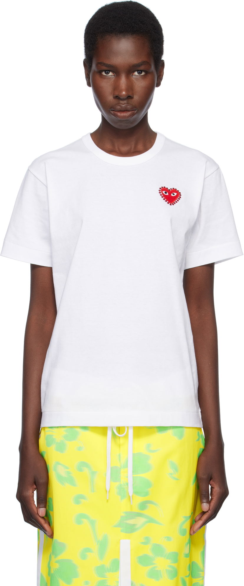 T-shirt Comme des Garçons CDG Play Rhinestone Heart T-Shirt Hvid | AX-T801-051