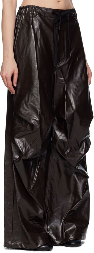 Bukser Maison Margiela MM6 Maison Margiela Draped Faux-Leather Trousers Brun | S52KA0510 M35465, 4