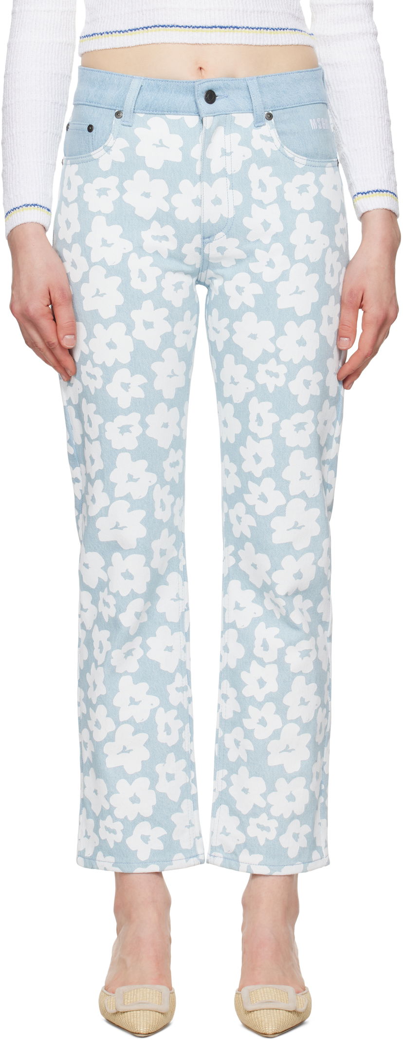 Jeans MSGM MSGM Printed Jeans Blå | 3841MDP232 257272