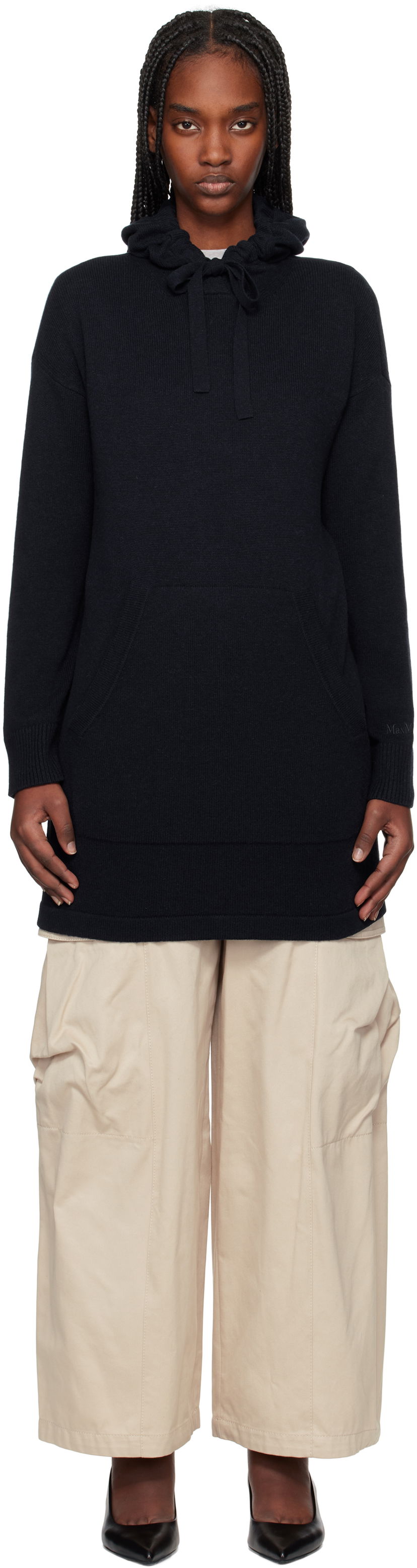 Sweatshirt Max Mara Max Mara Fiaba Hoodie Dress Mørkeblå | 2519321011600
