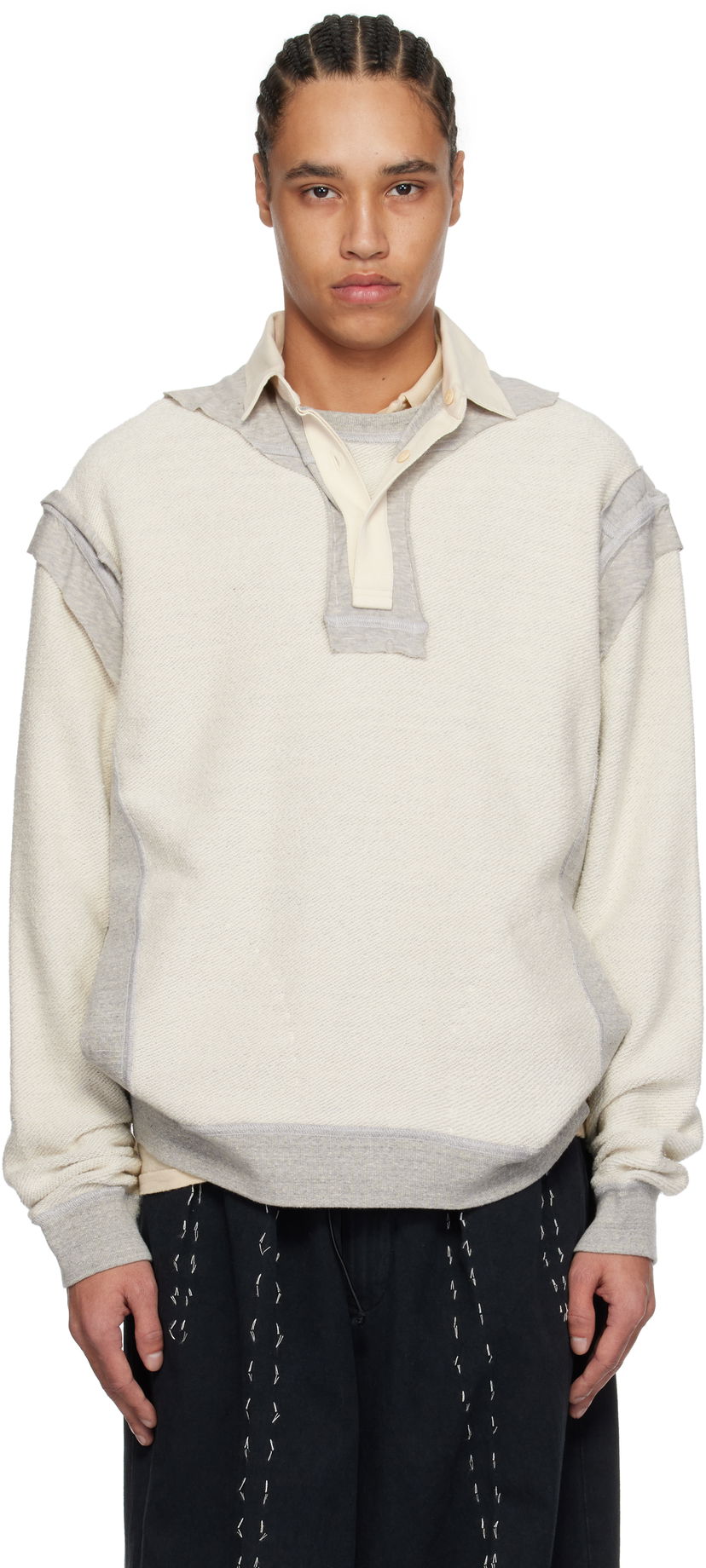 Sweater Maison Margiela Maison Margiela Décortiqué Polo Sweatshirt Beige | S50GU0227 M25022