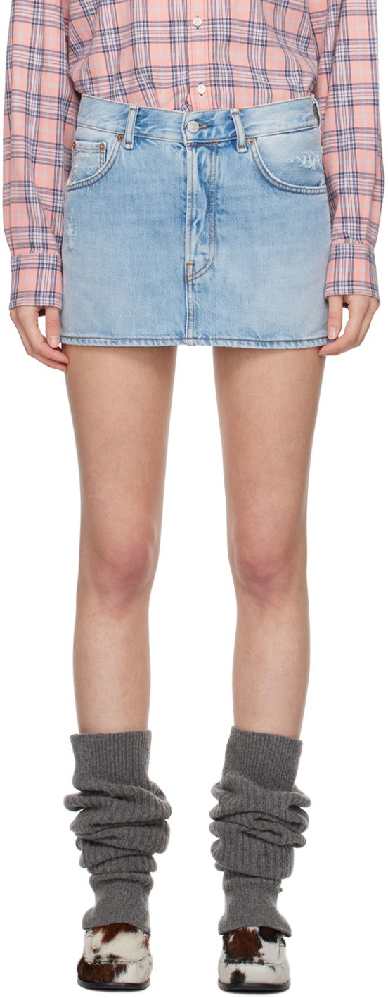 Nederdel Acne Studios Faded Denim Miniskirt Blå | AF0422-