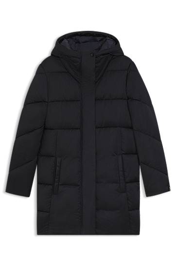 Puffer jakke BOSS Water-repellent Hooded Quilted Puffer Jacket with Piping Sort | 50546834, 0