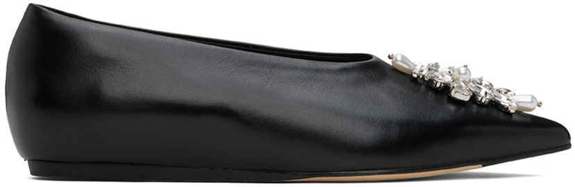 Tøj Simone Rocha Simone Rocha Embellished Pointed Toe Ballerina Flats Sort | PMP18B 0799