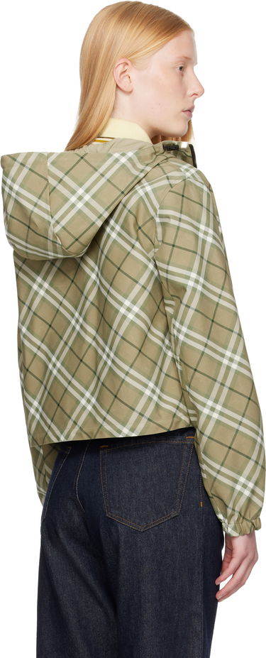 Vindjakke Burberry Burberry Cropped Check Reversible Hoodie Grøn | 8105850, 2