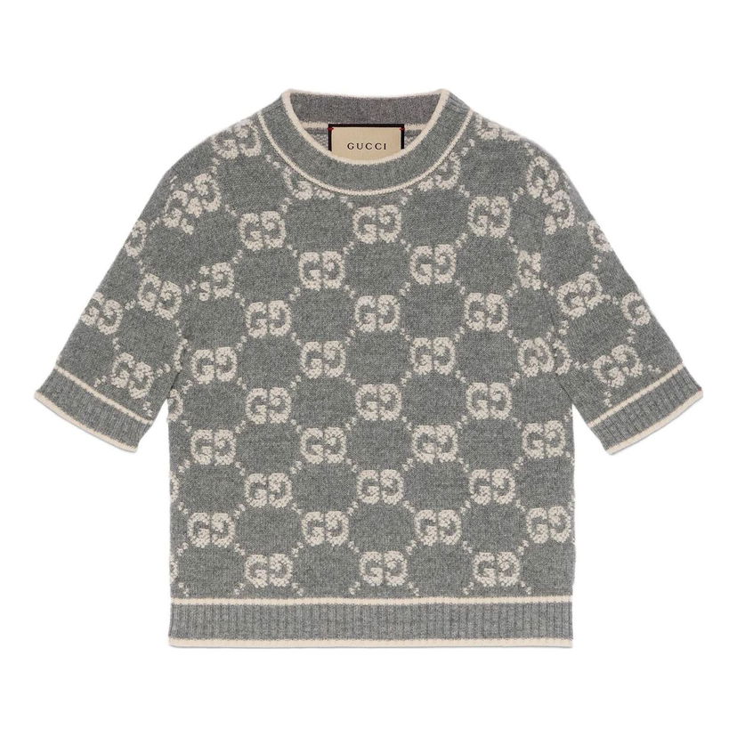 Sweater Gucci GG Wool Jacquard Top Grå | 770059-XKCNA-1130