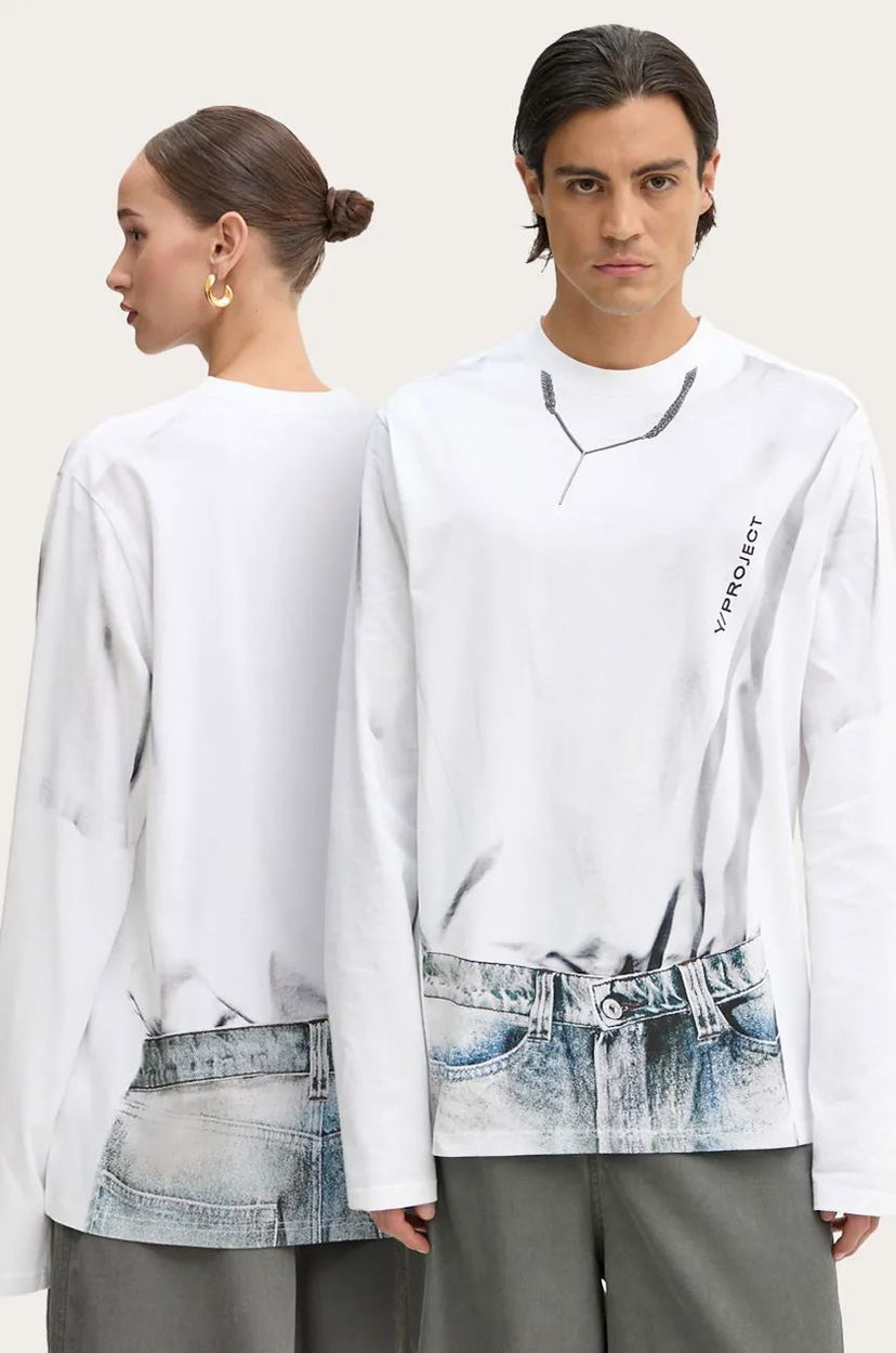 T-shirt Y/PROJECT Trompe L'oeil Long Sleeve Graphic T-Shirt Hvid | 204TS021