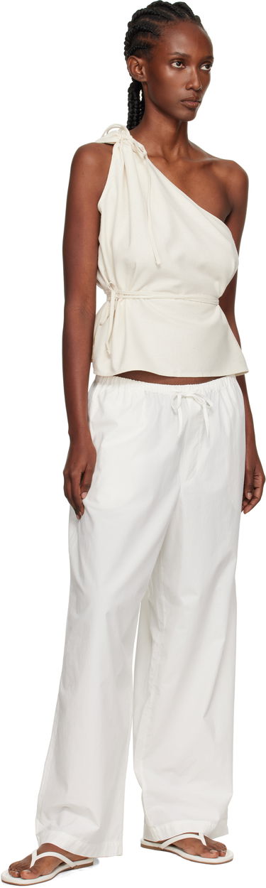 Tanktop Baserange Baserange One Shoulder Tie Waist Top Hvid | TSVI-WS-AU25, 3