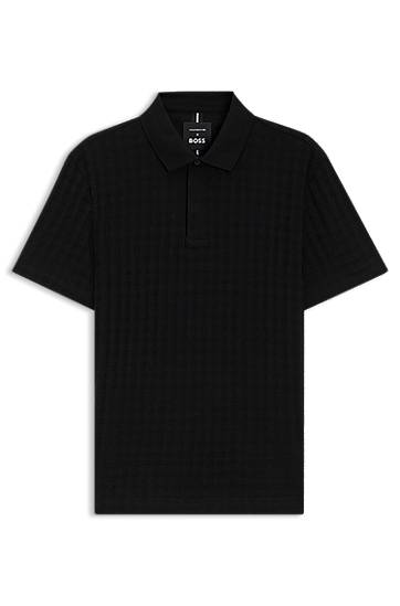 Polo skjorte BOSS Porsche x BOSS Houndstooth-Jacquard Mercerized Cotton Polo Shirt Sort | 50543666