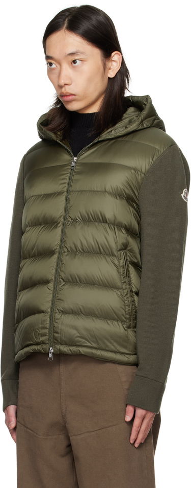 Puffer jakke Moncler Moncler Padded Wool Zip-Up Down Hoodie Grøn | K20919B00006M1131, 3