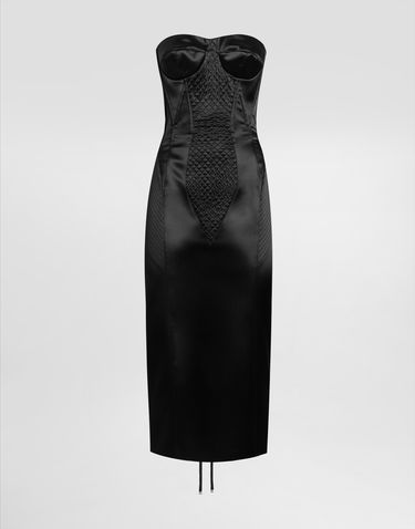 Kjole Dolce & Gabbana Dolce & Gabbana Strapless Satin Corset Dress Sort | F6TUUTFURADN0000, 0