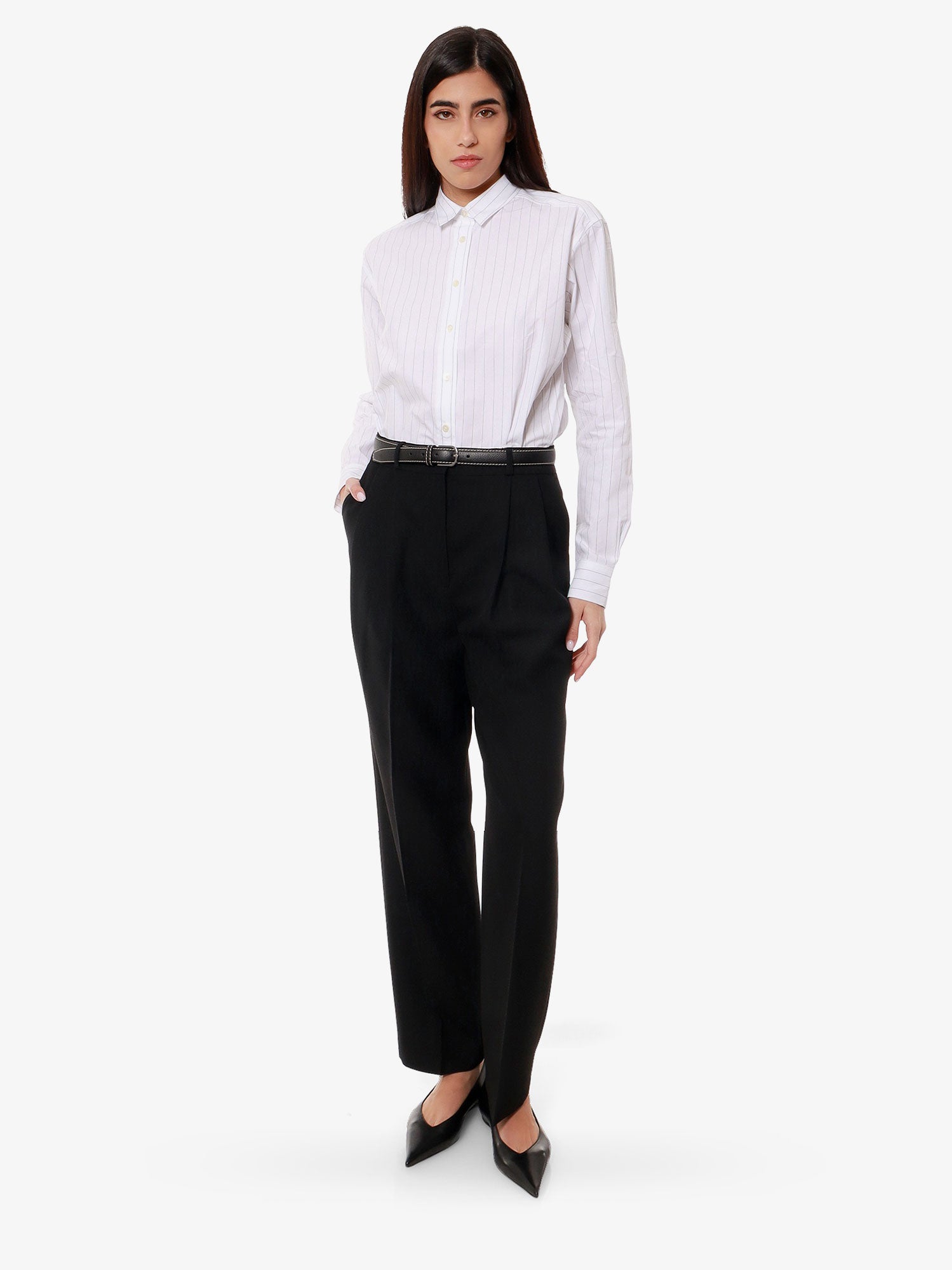 Bukser TOTEME Pleated Straight-Leg Trousers Sort | 234WRTWBM109FB0026001, 1