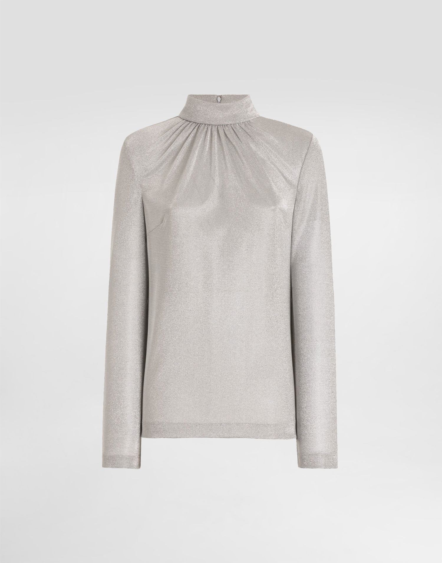Jersey Dolce & Gabbana Lamé Jersey Ruched Mock Neck Top Metalisk | F7BD6THU7WCS0998, 0