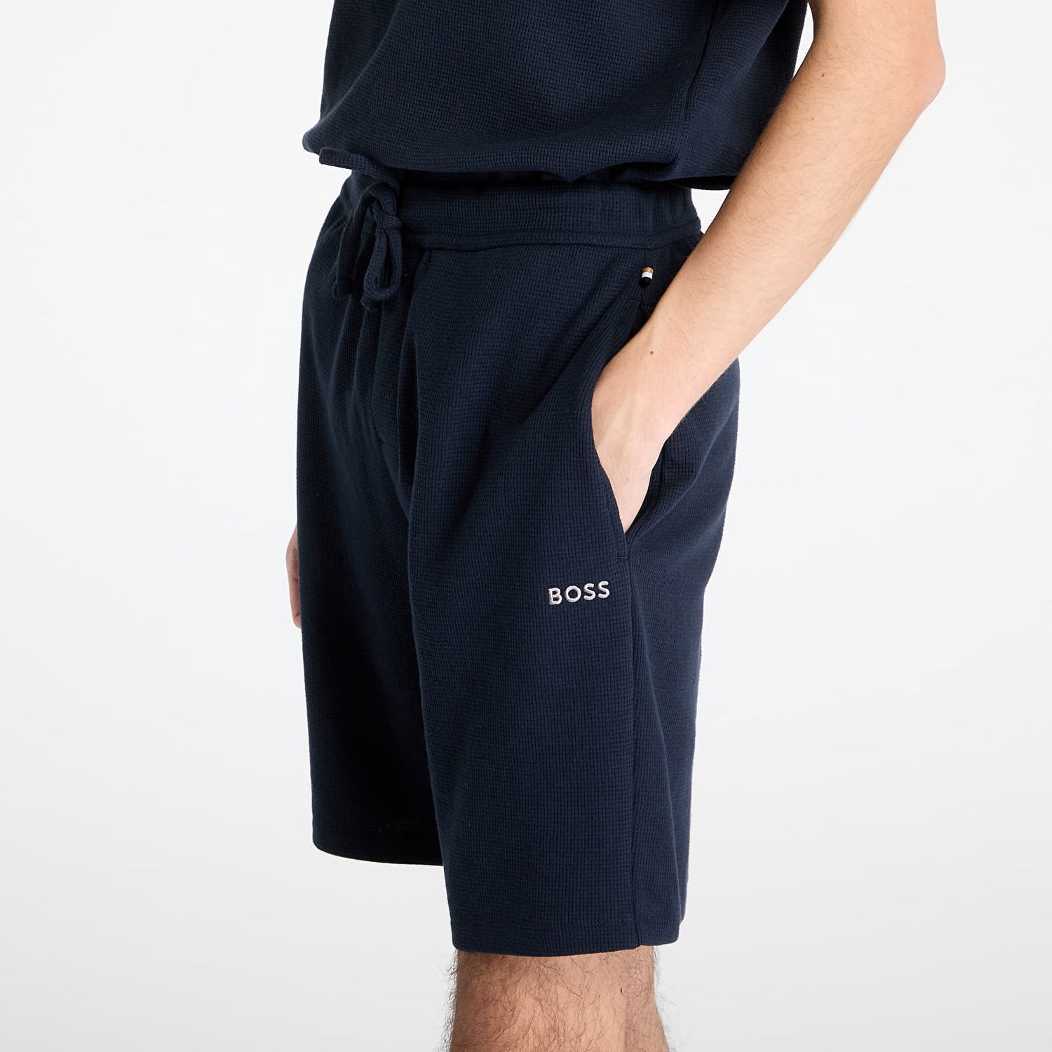 Shorts BOSS Hugo Boss Waffle Shorts Mørkeblå | 50535884-403, 1