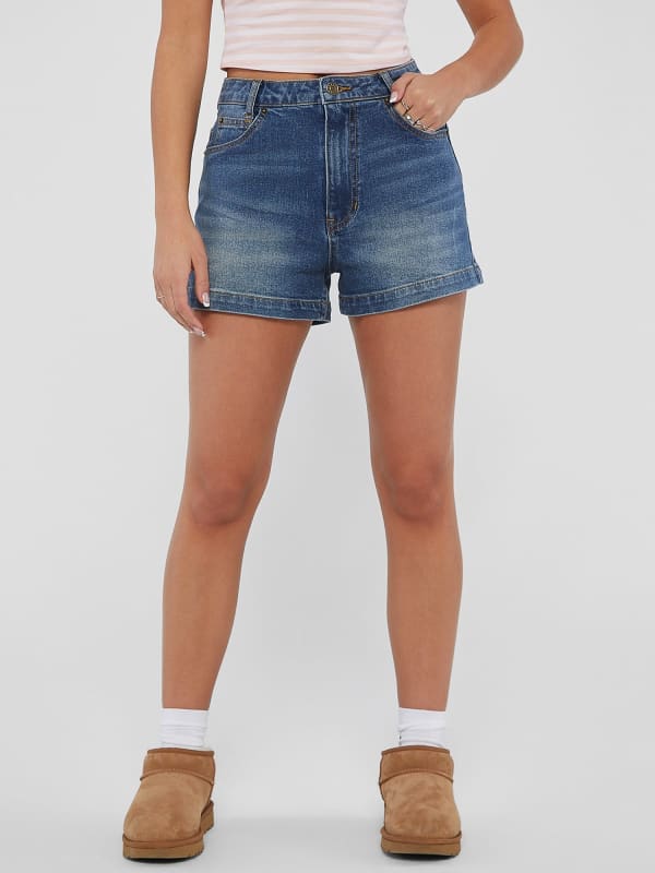 Shorts GUESS Originals High Rise Denim Short Blå | W4GG52D4ON0, 0