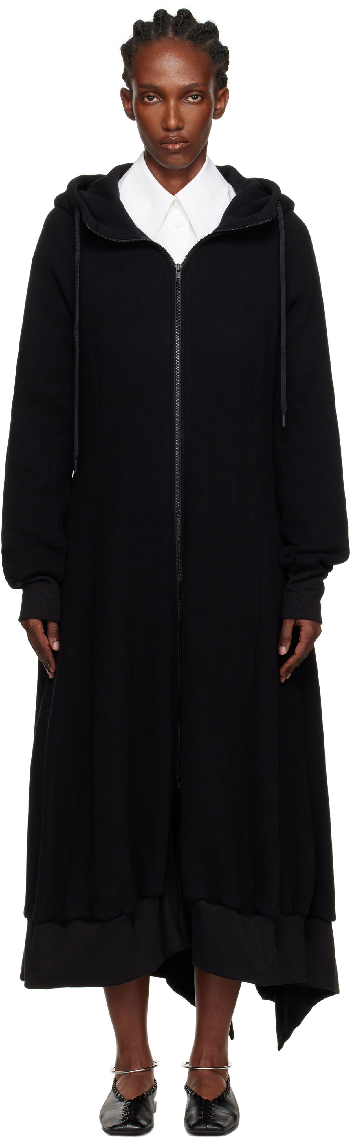 Kjole Yohji Yamamoto YOHJI YAMAMOTO Hooded Track Maxi Dress Sort | FM-D51-002, 0