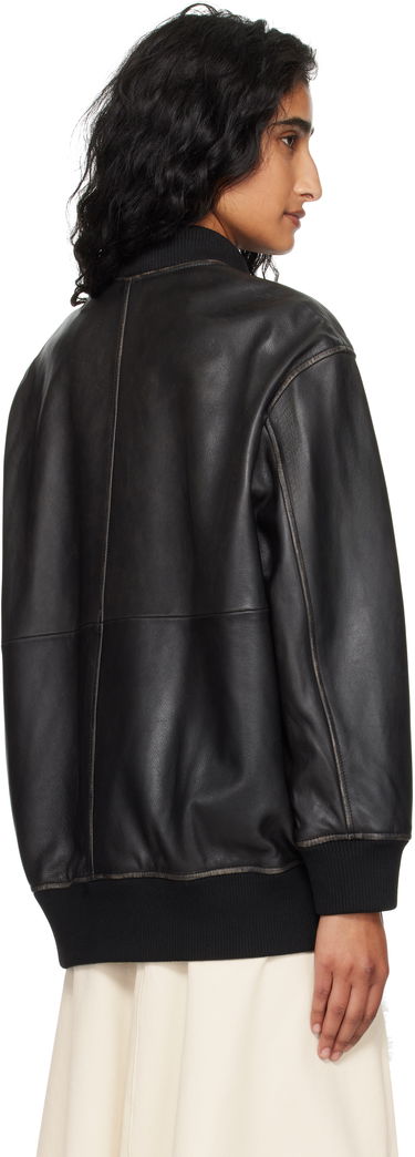 Bomberjakke Max Mara Weekend Max Mara Tattico Leather Jacket Sort | 2525446031600, 2