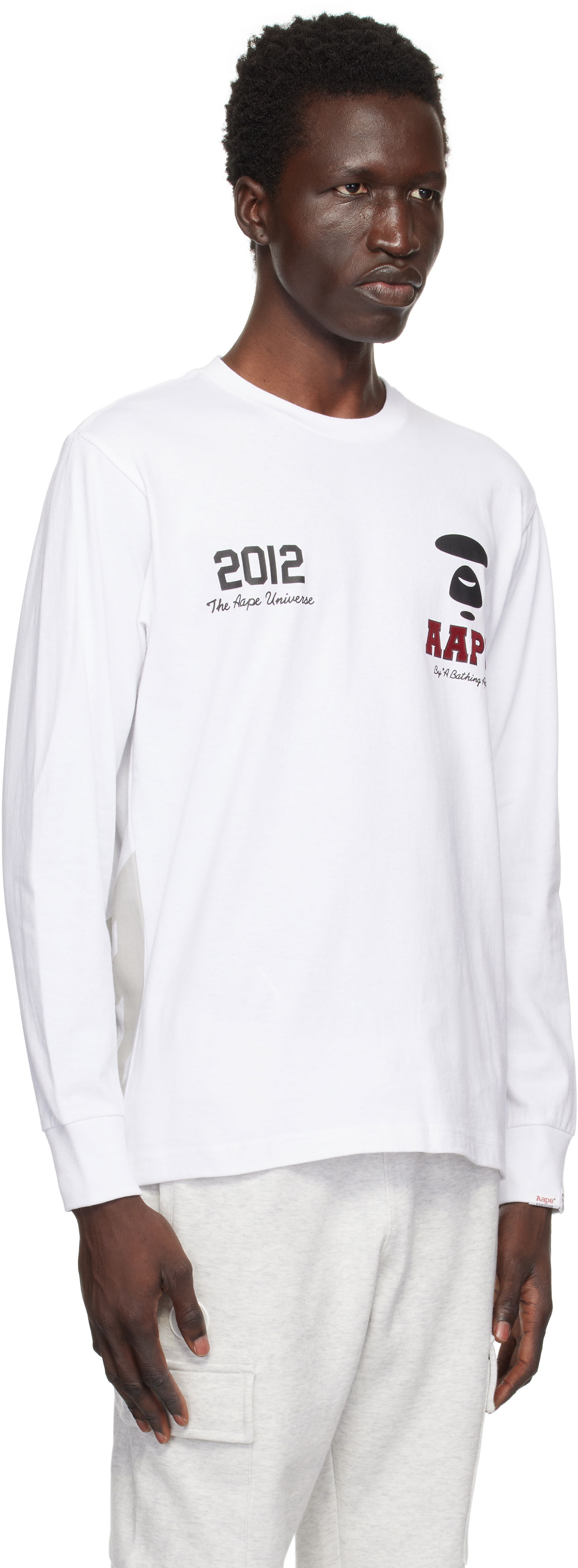 T-shirt AAPE by A Bathing Ape AAPE by A Bathing Ape Basic Long Sleeve T-Shirt Hvid | AAPLTM1558XXNWHX, 1