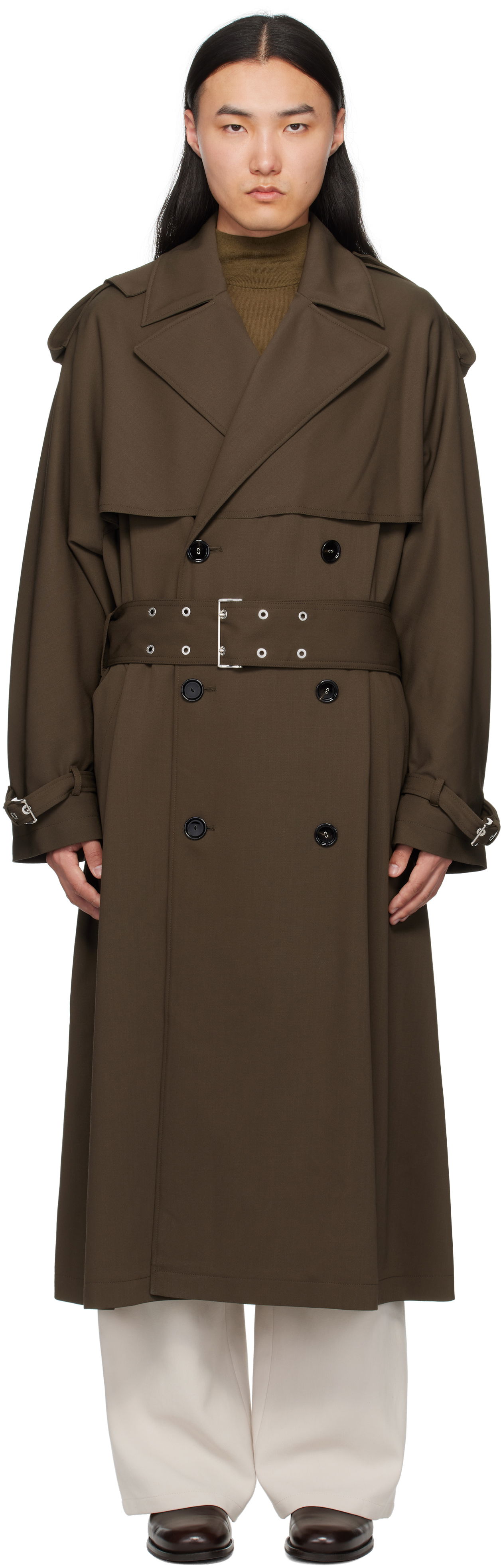 Trenchcoat AMI AMI Paris Wool Trench Coat Grøn | HJK604.WV0067, 0