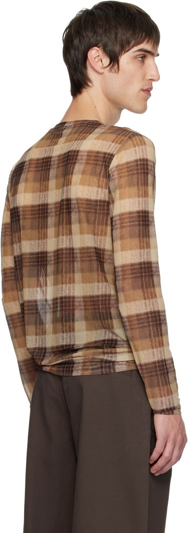 T-shirt Dries Van Noten Dries Van Noten Printed Plaid Long-Sleeve T-shirt Flerfarvet | 252-021133-2621, 2