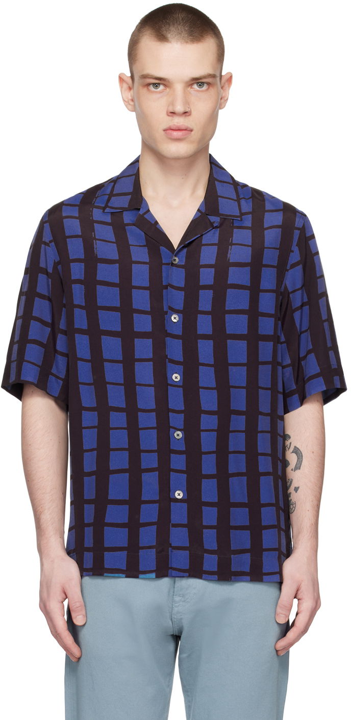 Skjorte Paul Smith Paul Smith Check Short Sleeve Shirt Blå | M1R-905U-K01897-47
