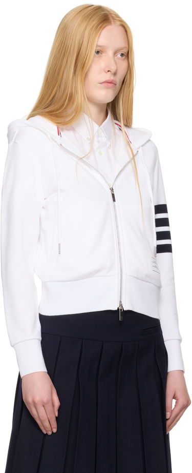 Sweatshirt Thom Browne Thom Browne Classic Zip Up Hoodie Hvid | FJT400A-00535, 1