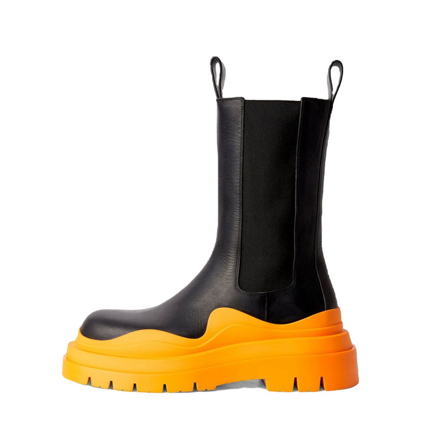 Sneakers og sko Bottega Veneta Leather Tire Chunky-Sole Chelsea Boot Sort | 630284VBS501384
