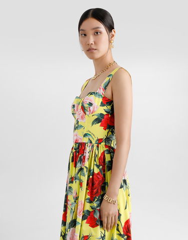 Kjole Dolce & Gabbana Dolce & Gabbana Rose Print Cotton Midi Sundress Gul | F6ZT1THS5TFHG5JD, 3