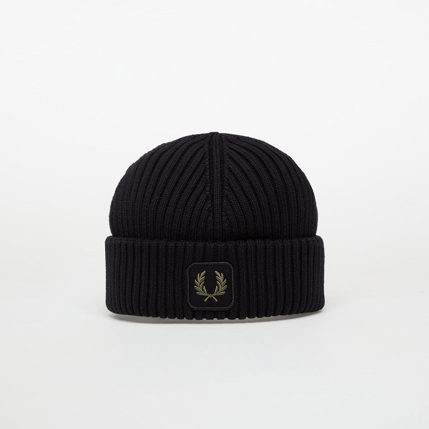 Beanie Fred Perry FRED PERRY Cotton Ribbed Beanie Sort | C1138 102, 0
