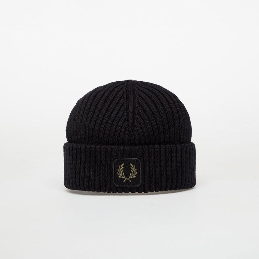 Beanie Fred Perry FRED PERRY Cotton Ribbed Beanie Sort | C1138 102