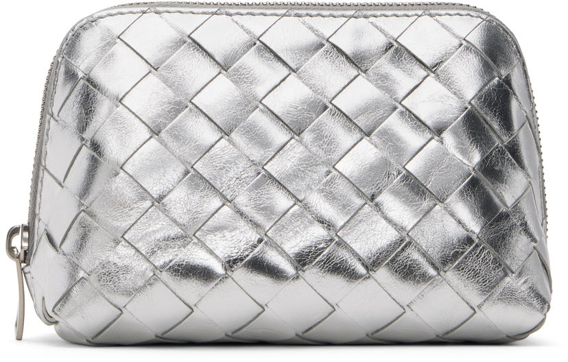 Tegnebog Bottega Veneta Bottega Veneta Intrecciato Small Half-Moon Pouch Metalisk | 764044 V4P10