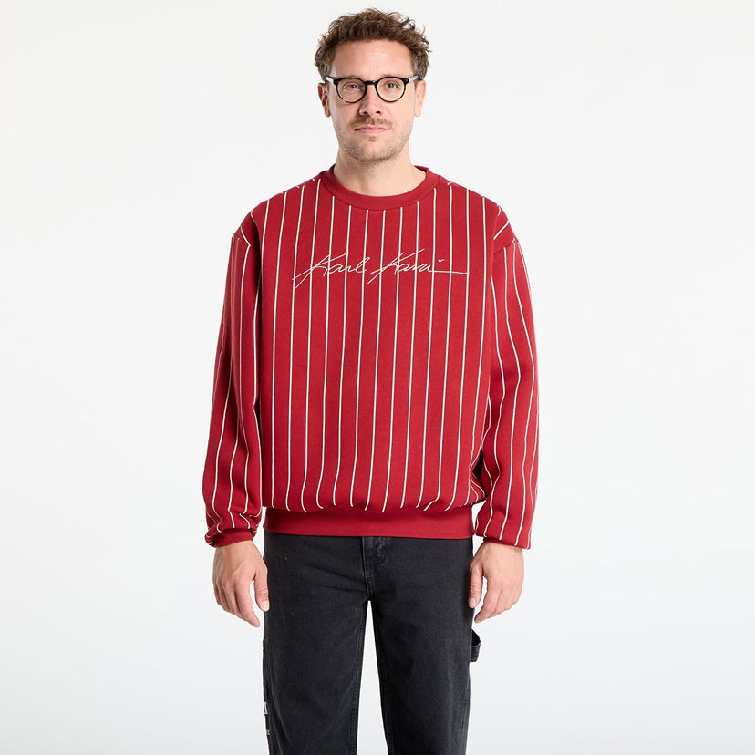 Sweatshirt Karl Kani Karl Kani Autograph Pinstripe Crewneck Sweatshirt Rød | PD00007595