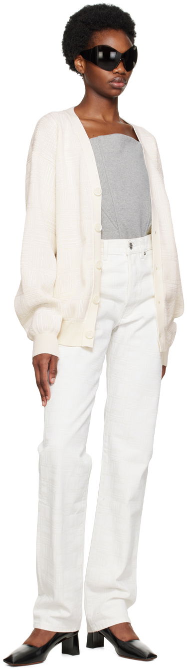 Sweater VETEMENTS Barcode Knit Cardigan Hvid | VL14KN600W, 3