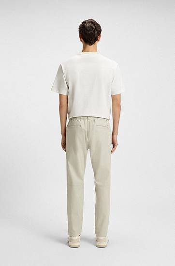 Bukser BOSS Regular-Fit Cotton-Blend Twill Trousers Beige | 50542986, 1