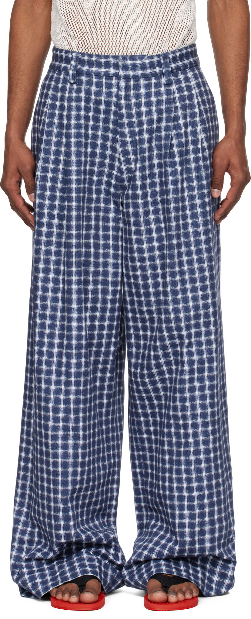 Bukser ERL ERL Check Pleated Tailored Trousers Blå | ERL10P038