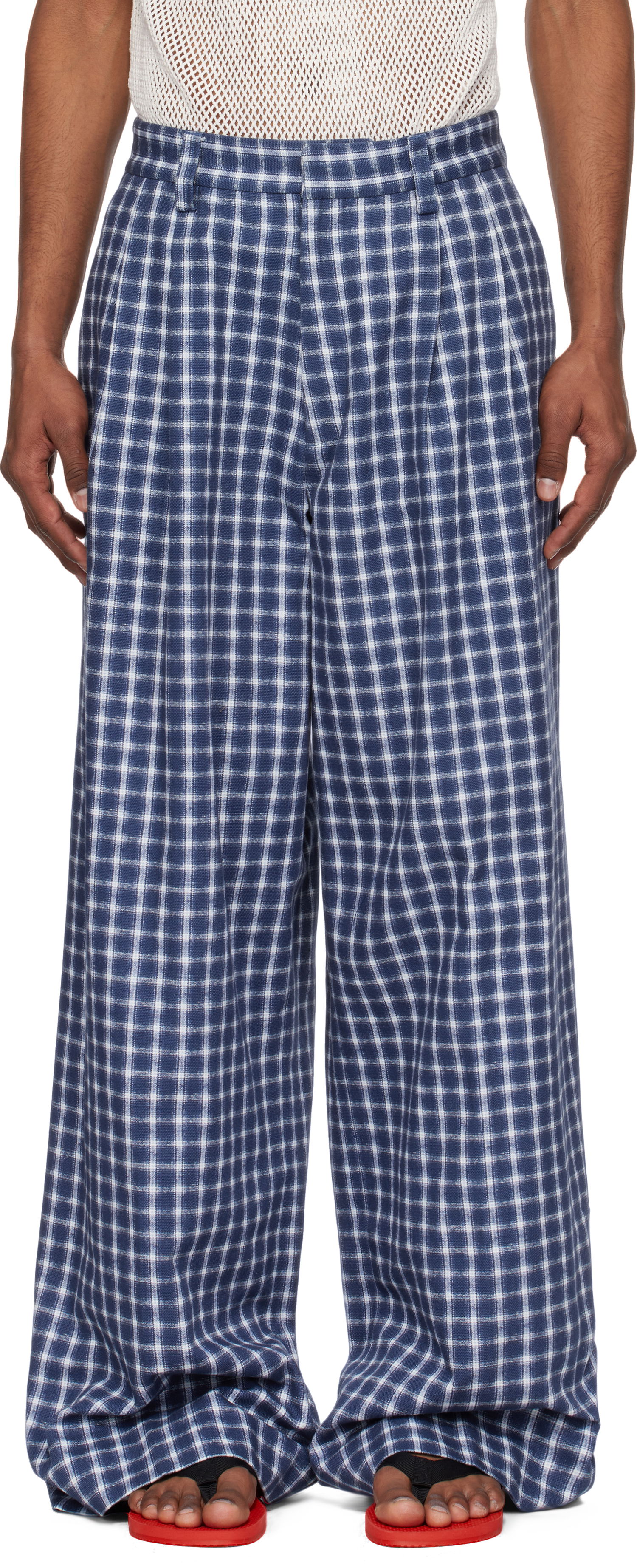 Bukser ERL ERL Check Pleated Tailored Trousers Blå | ERL10P038, 0