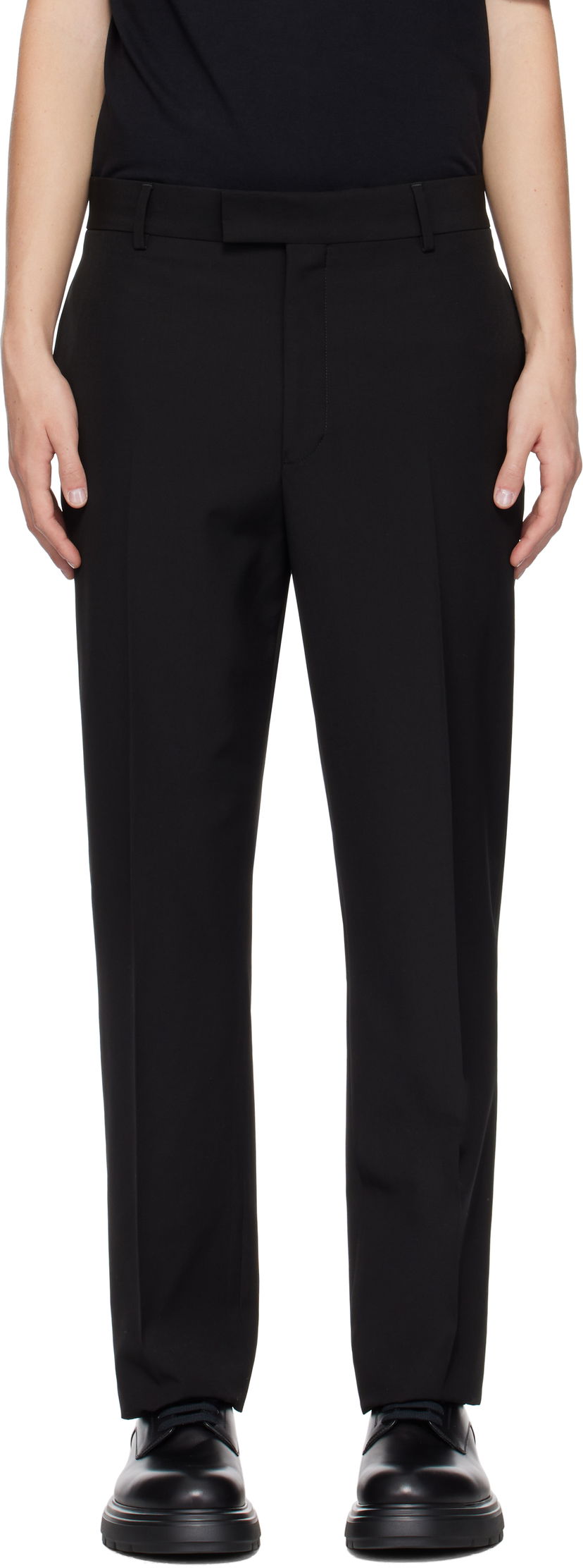Bukser FERRAGAMO Flat Front Trousers Sort | 776972