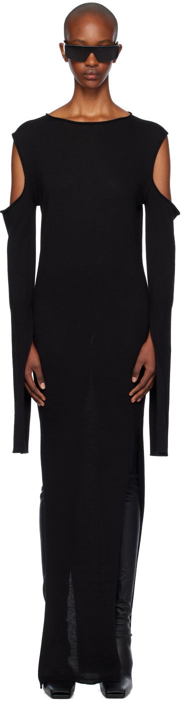 Kjole Rick Owens Rick Owens Porterville Cape Sleeve Maxi Dress Sort | RP02D3610 M