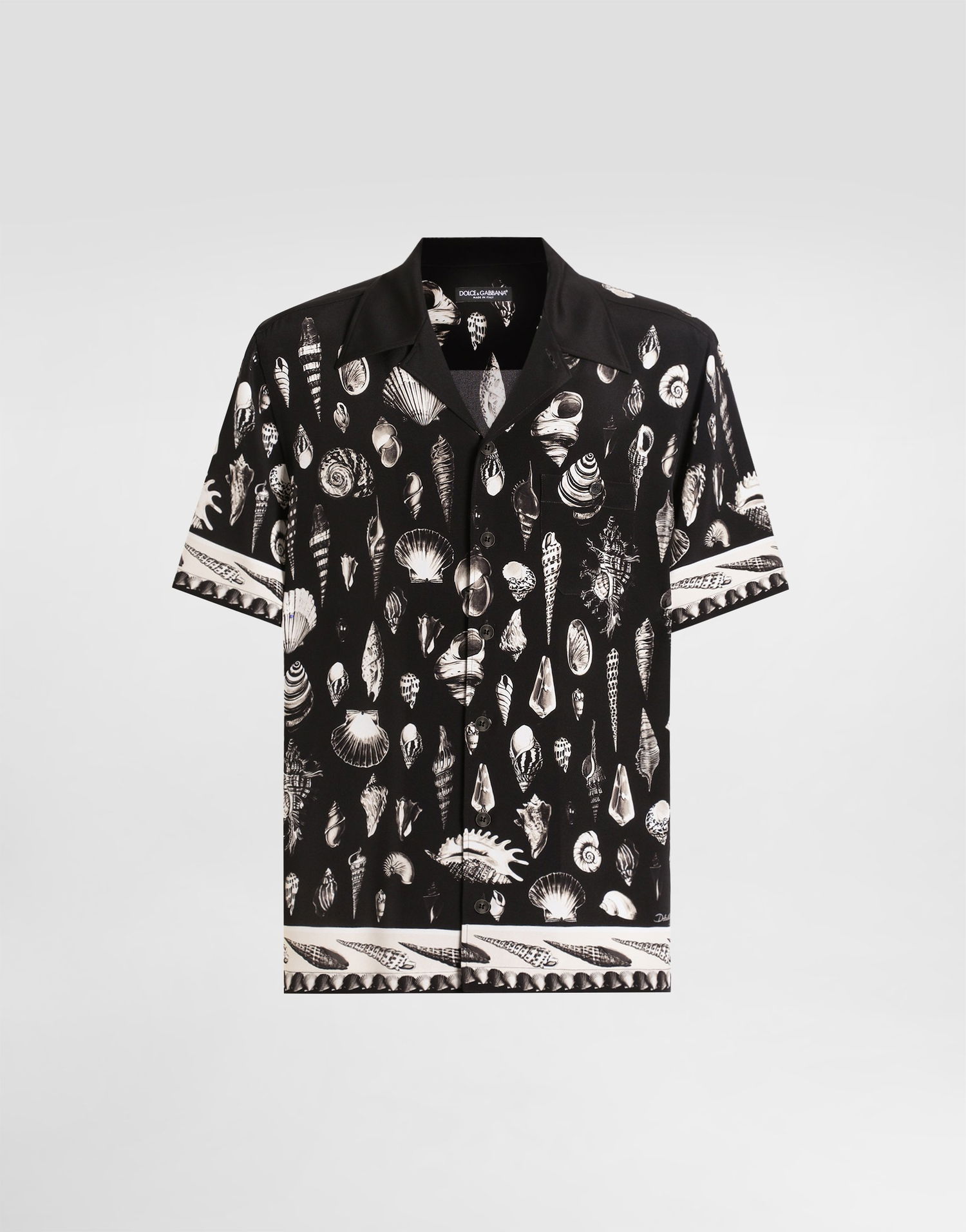 Skjorte Dolce & Gabbana Dolce & Gabbana Shell-Print Crepe Marocaine Hawaii Shirt Sort | G5JH9THI1ZFHN5PI, 0